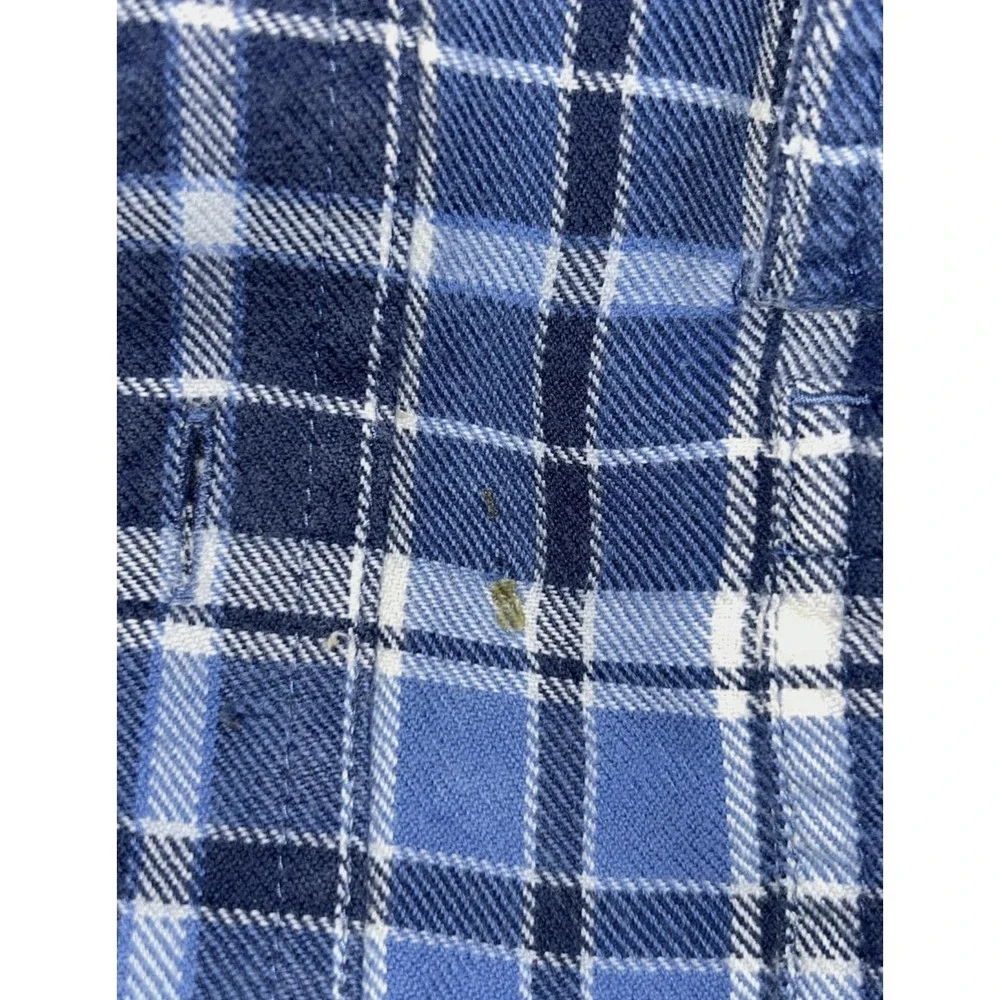 L.L. Bean Shirt Mens XLT Blue Plaid Flannel Lined Long Sleeve Button Up Pockets - Picture 6 of 8